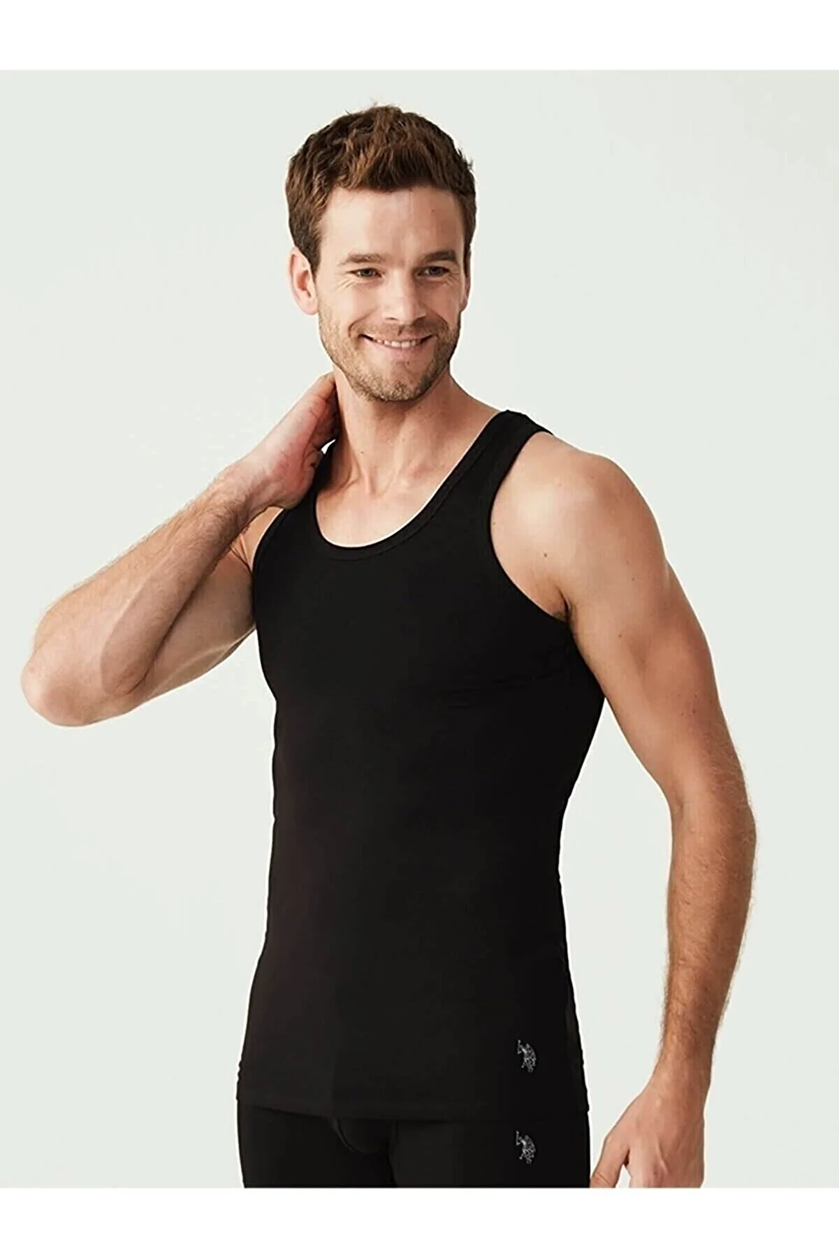 U.S. Polo Assn. 2 Pack, Men's Singlets Set, %100 Cotton 80188 Black