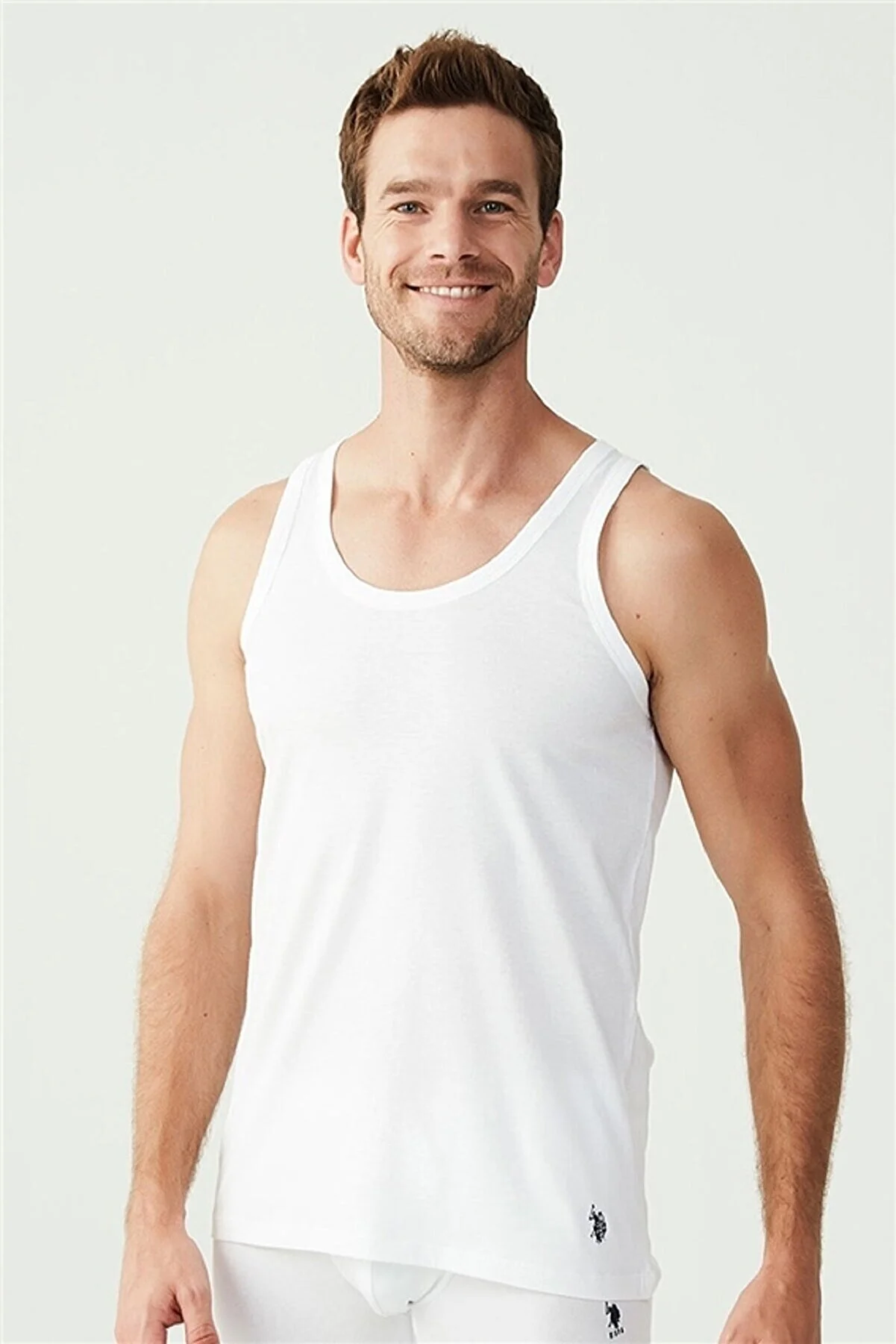 U.S. Polo Assn. 2 Pack, Men's Singlets Set, %100 Cotton 80188 White