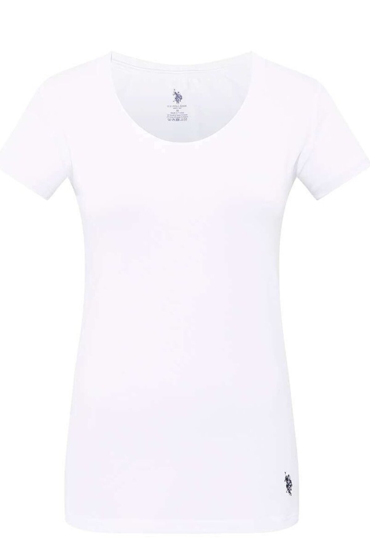 U.S. Polo Assn. 66003, Cotton & Modal & Lycra, Deep Round Neck, Women's Undershirt & T-shirt White