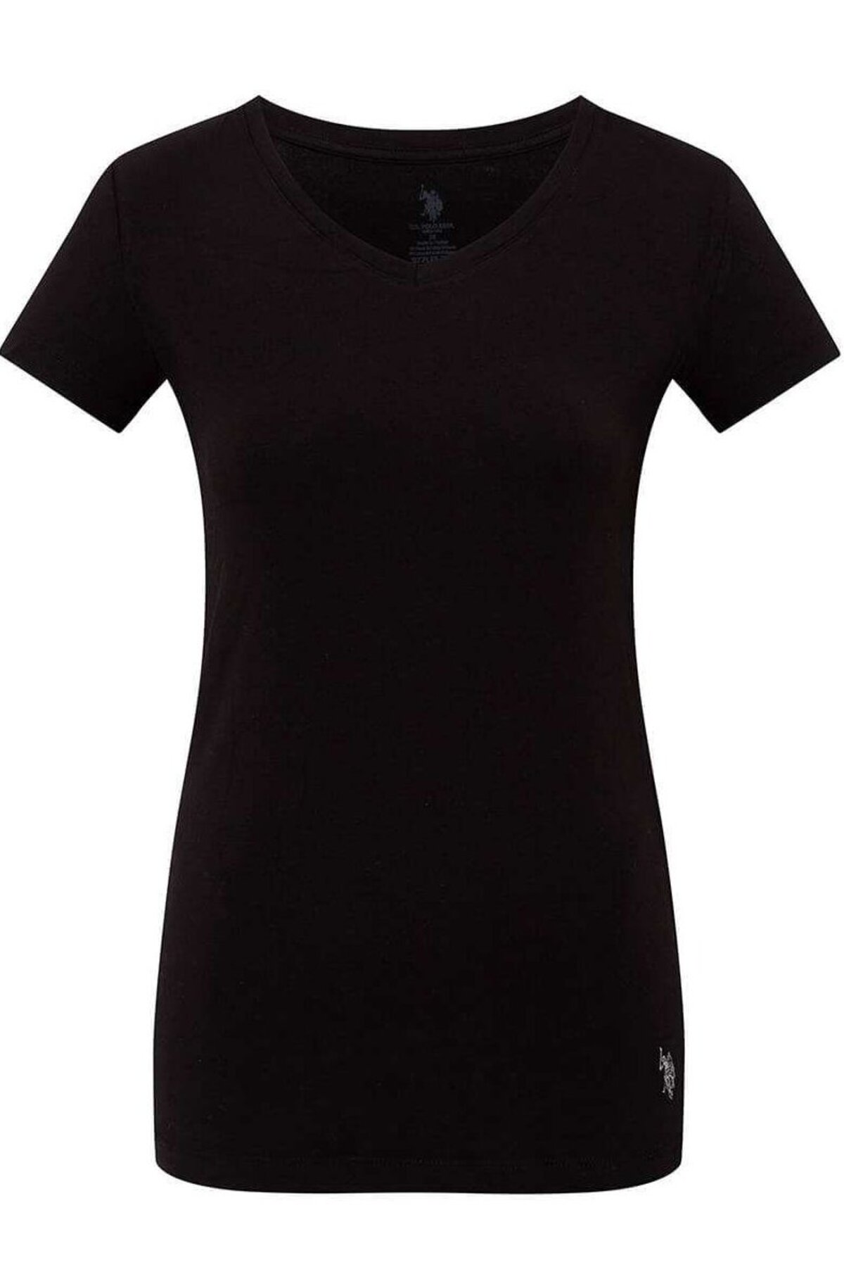 U.S. Polo Assn. 66004, Cotton & Modal & Lycra, V-Neck, Short Sleeves, Women's Undershirt & T-shirt Black