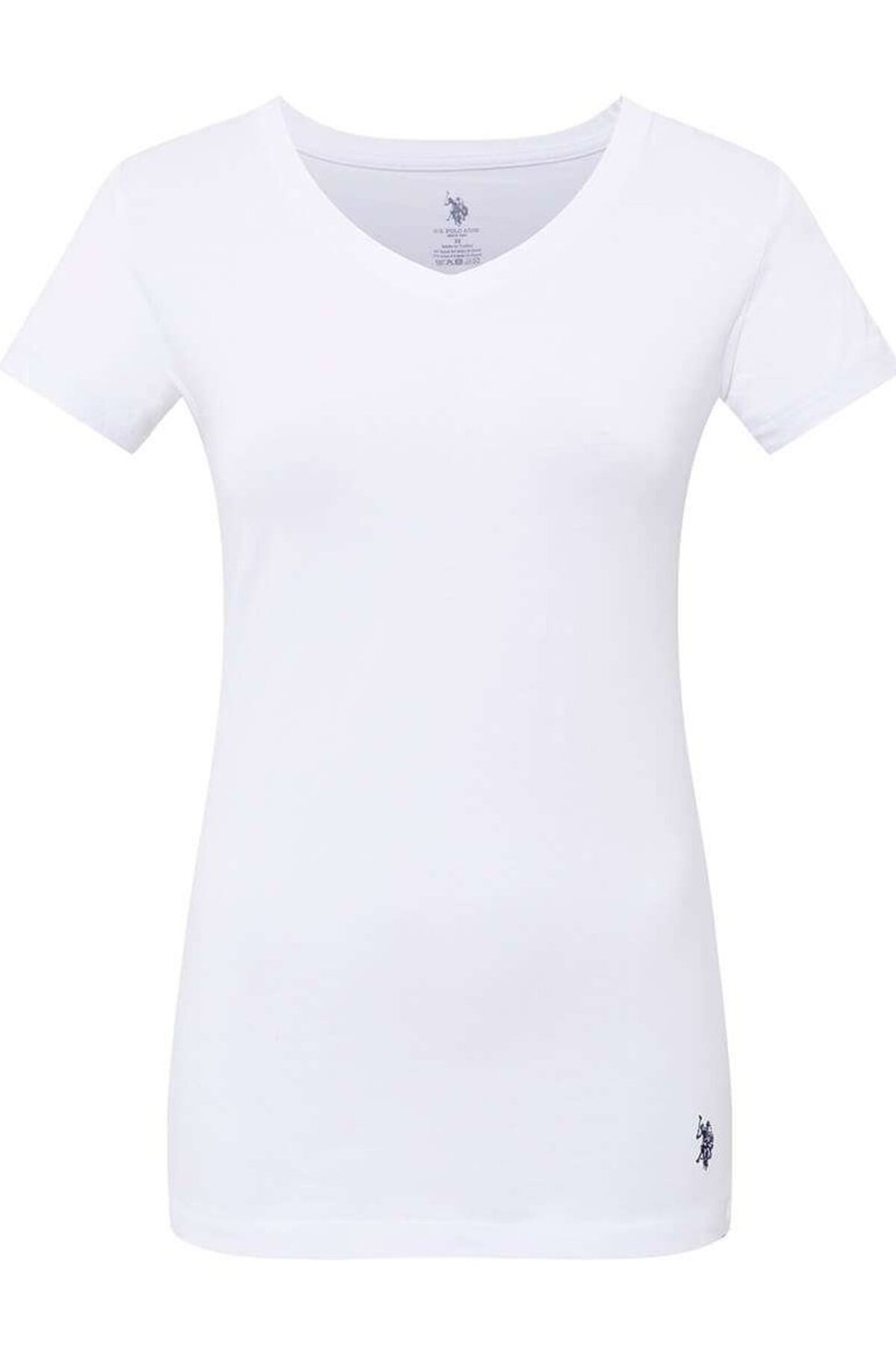 U.S. Polo Assn. 66004, Cotton & Modal & Lycra, V-Neck, Short Sleeves, Women's Undershirt & T-shirt White