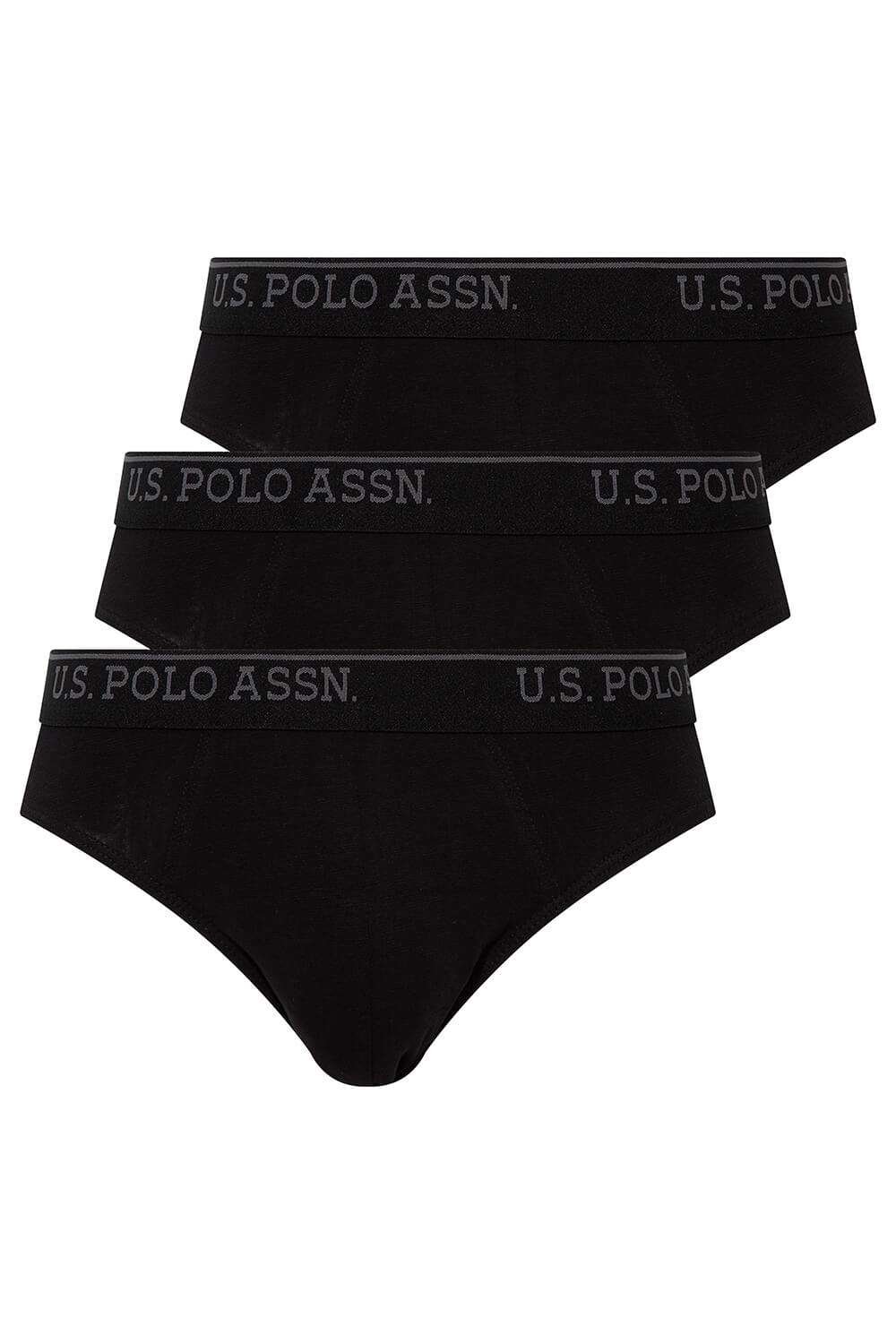 U.S. Polo Assn. 83057, 3 Pack, Men’s Brief Set, Cotton & Lycra, Black