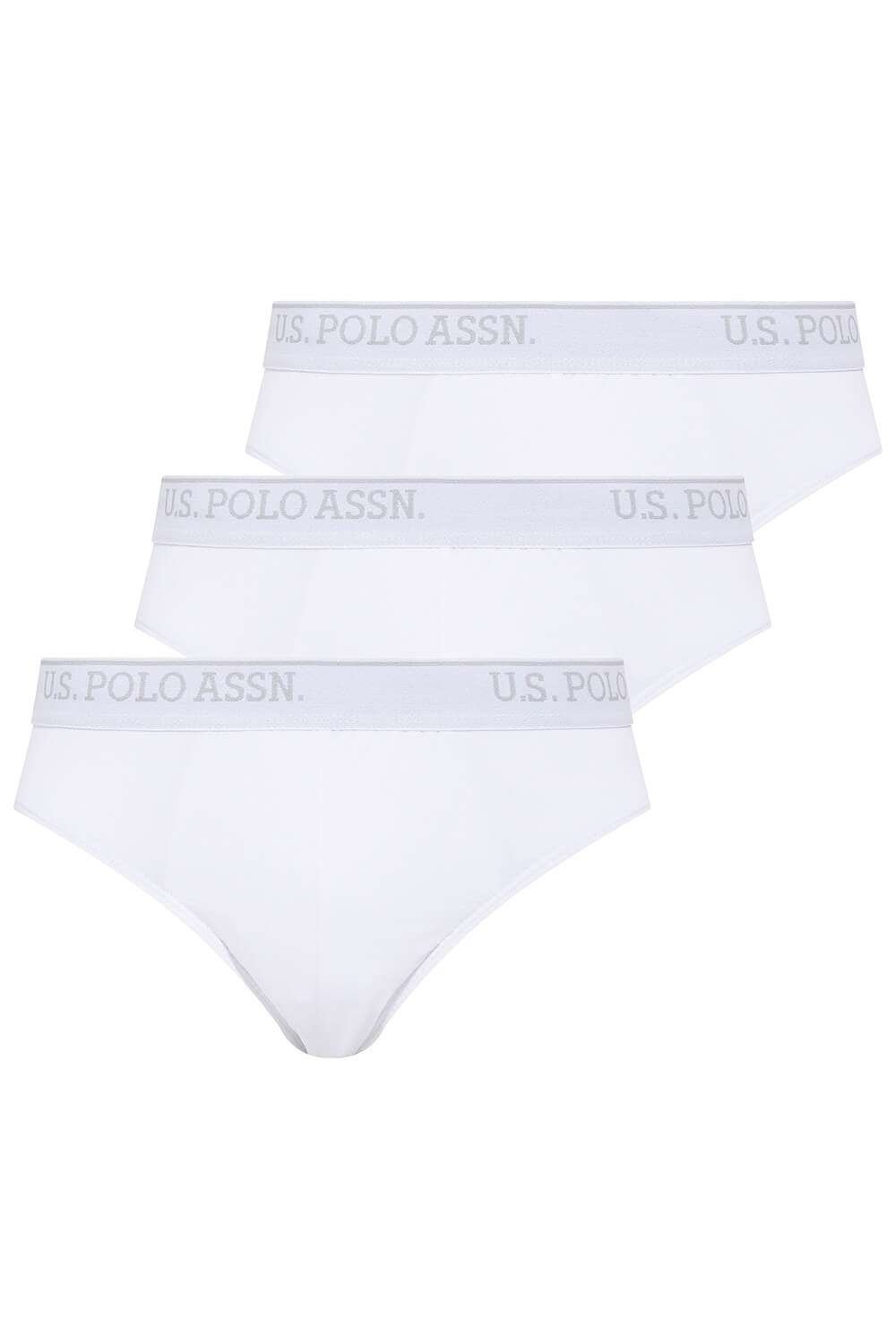 U.S. Polo Assn. 83057, 3 Pack, Men’s Brief Set, Cotton & Lycra, White
