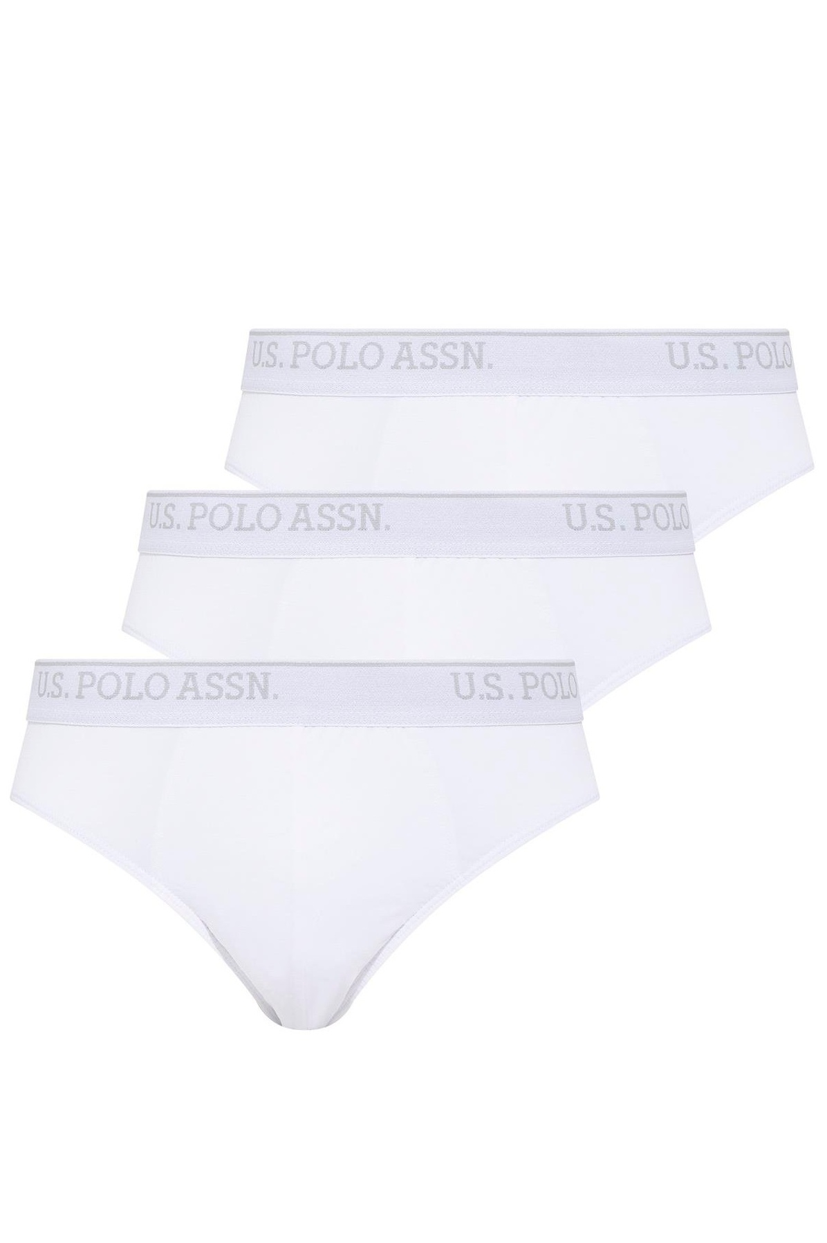 U.S. Polo Assn. 90003, 3 Pack, Men’s Plus Size Brief Set, Cotton & Lycra, White