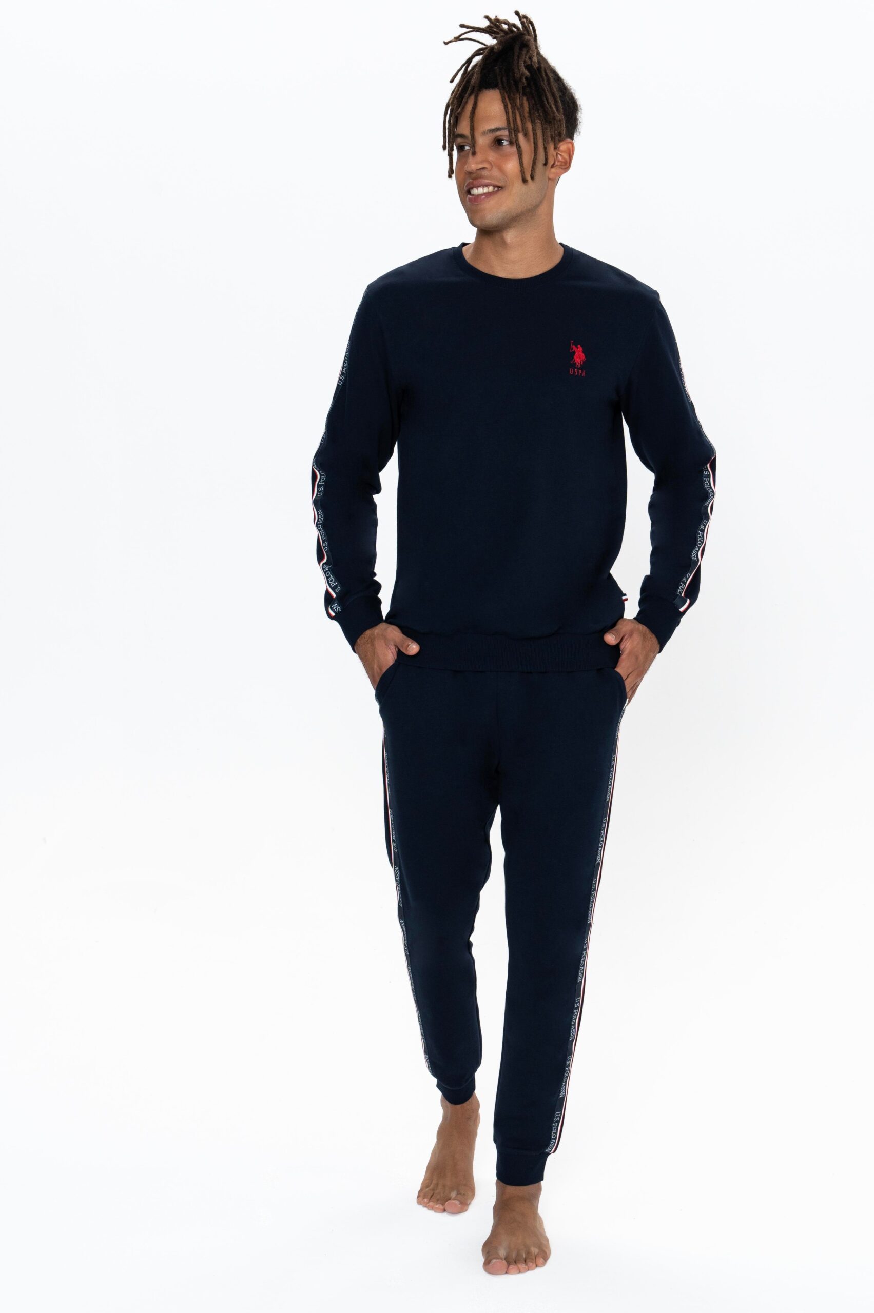 U.S. Polo Assn. Men’s Nightwear Set, 18923, Round Collar, Elasticated Sleeve & Leg, with Pockets, Navy Blue